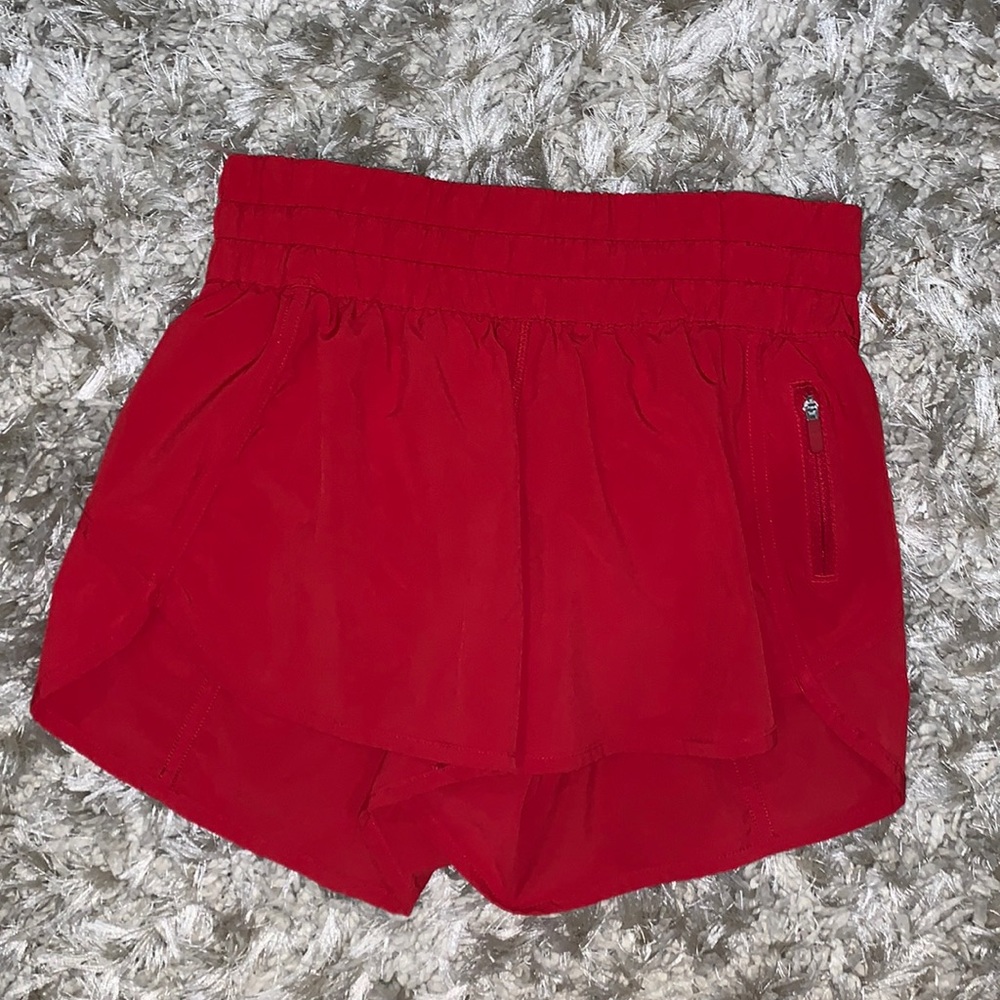 Red Lululemon Size 6 Tracker Shorts